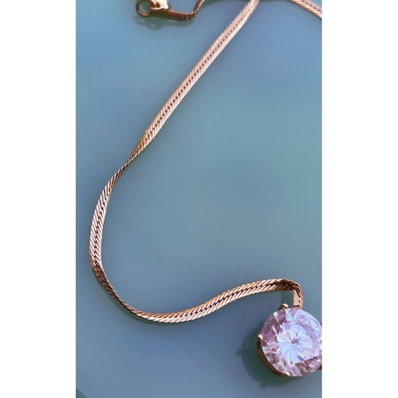 Vintage 14K Gold Serpentine Chain With 3 Carat Clear Tourmaline 4 grams - Picture 16 of 16